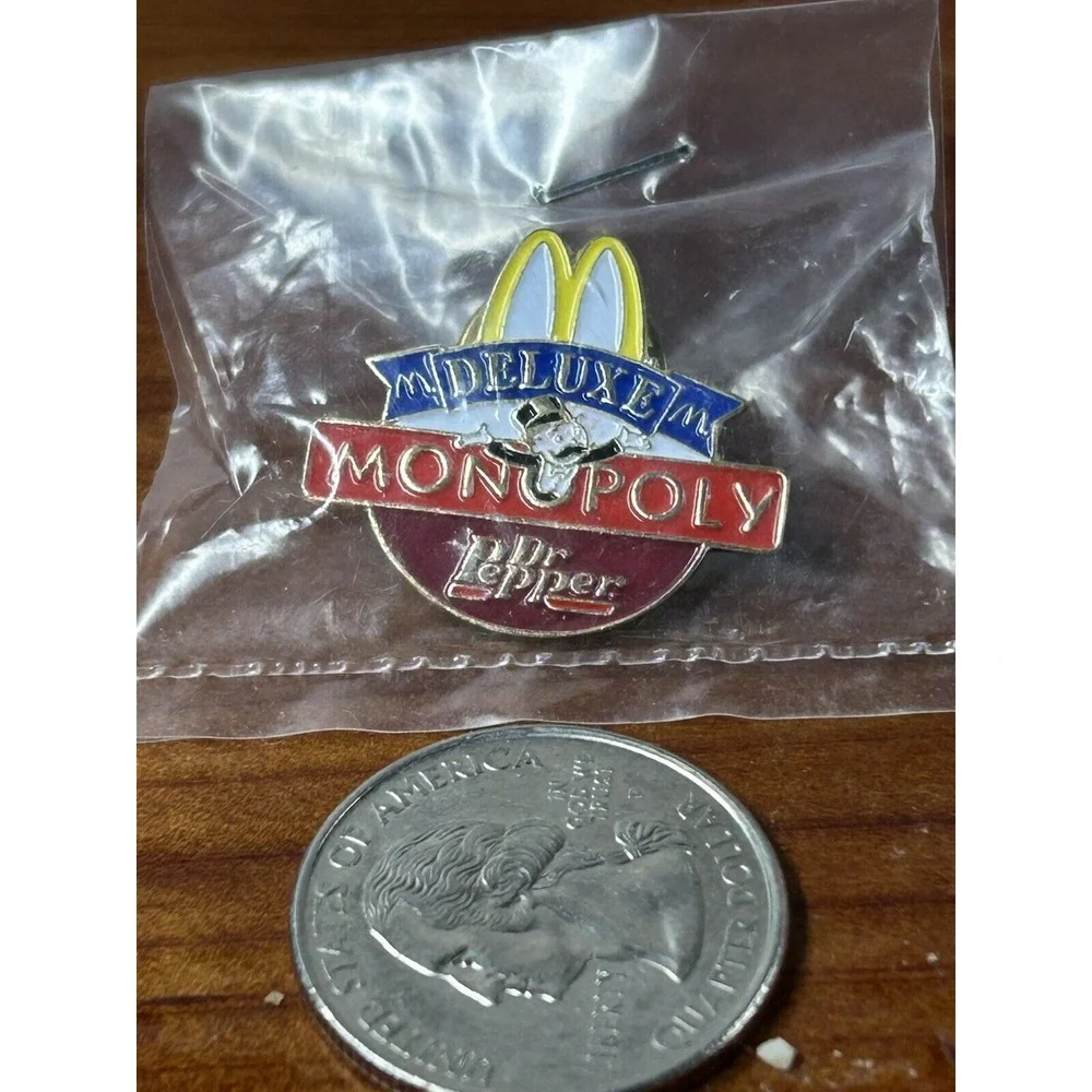 VTG McDonald's Lapel Employee Pin Deluxe Monopoly Dr. Pepper Enamel‎ Clutch Back